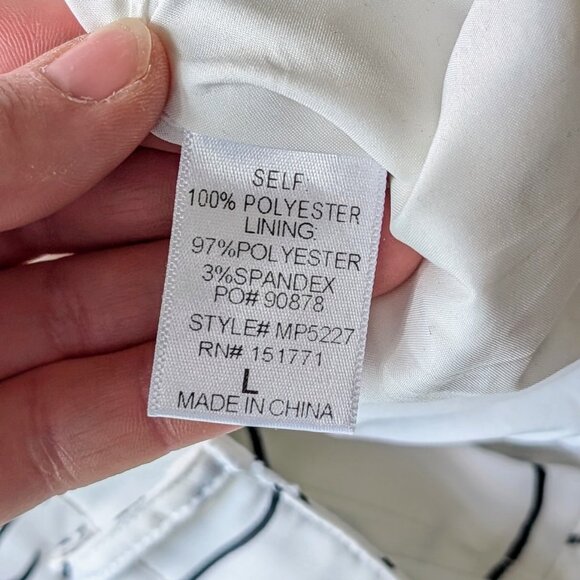 Le Lis White Black Abstract Lines Pattern Wide Leg Trousers Pants large - Picture 6 of 7